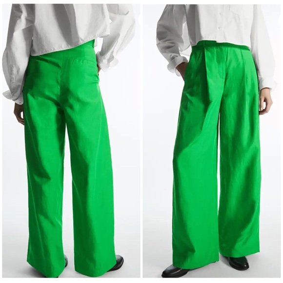COS wide leg high waisted pant NWT size 6 bold green grass - Picture 2 of 15